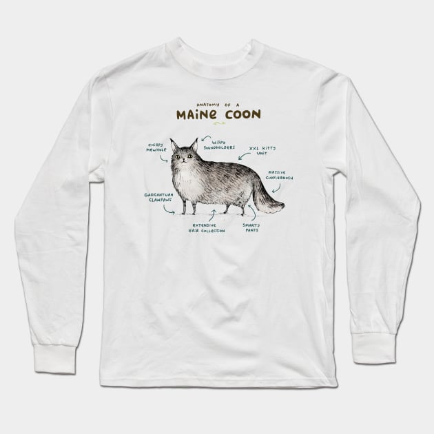 Anatomy of a Maine Coon Long Sleeve T-Shirt by Sophie Corrigan